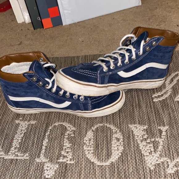 Blue Suede Vans with Sherpa Lining Size 10 - Picture 7 of 10